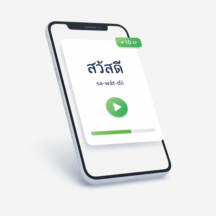 Thai lesson interface mockup